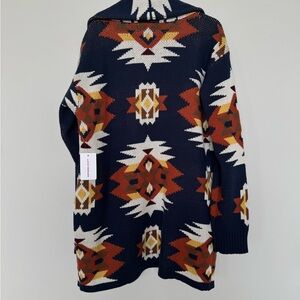 Lucky Brand Premium Navy Aztec Pattern Sweater